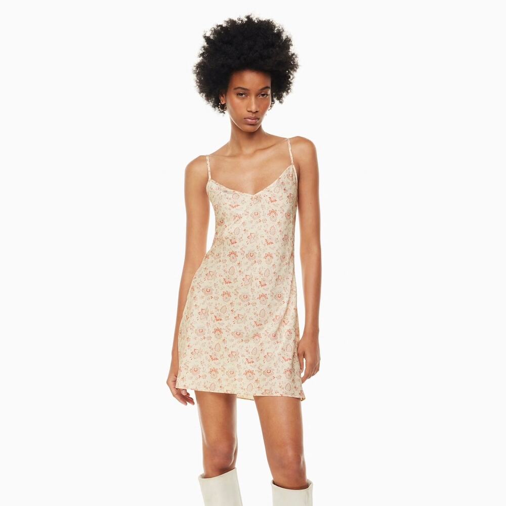 ARITZIA Wilfred Only Satin Slip Mini Dress Ivory Red Small S